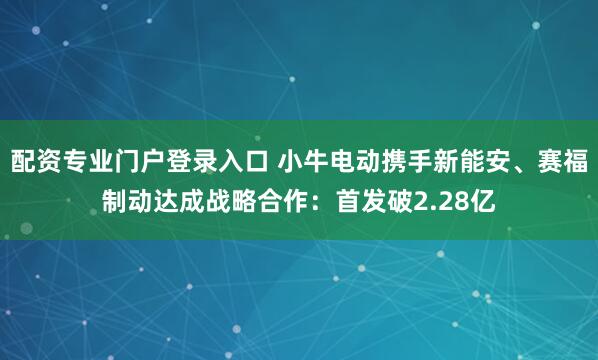 配资专业门户登录入口 小牛电动携手新能安、赛福制动达成战略合作：首发破2.28亿