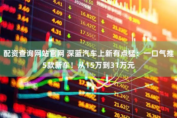 配资查询网站官网 深蓝汽车上新有点猛：一口气推5款新车！从15万到31万元
